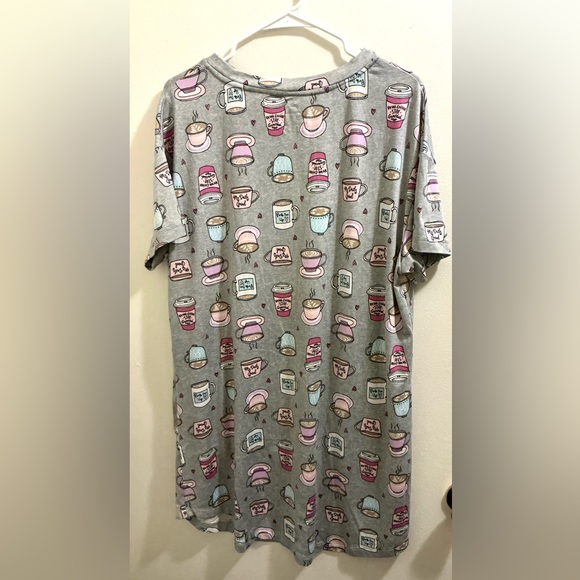 Cozy Gray Coffee Themed Night - Tee /Pajamas (Sleepwear ) - Picture 4 of 5